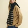 Black And Camel Stripe Chunky Knitted Scarf -UK Clothing Sales a232307blk 0908 1 1