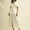 Ivory Satin Bridesmaids Erin Midaxi Dress -UK Clothing Sales d230155wht sm 1