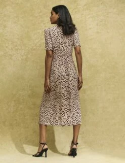 Pale Pink Smudge Alexa Midi Tea Dress -UK Clothing Sales d230976mlt bk