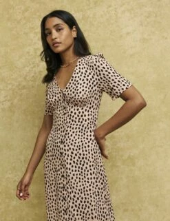 Pale Pink Smudge Alexa Midi Tea Dress -UK Clothing Sales d230976mlt dt