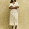 Petite Cream Spot Alexa Midi Tea Dress With Shirring -UK Clothing Sales d231696crm fr rs 1