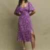 Purple Floral Dee Dee Midi Dress -UK Clothing Sales d231700prp sm