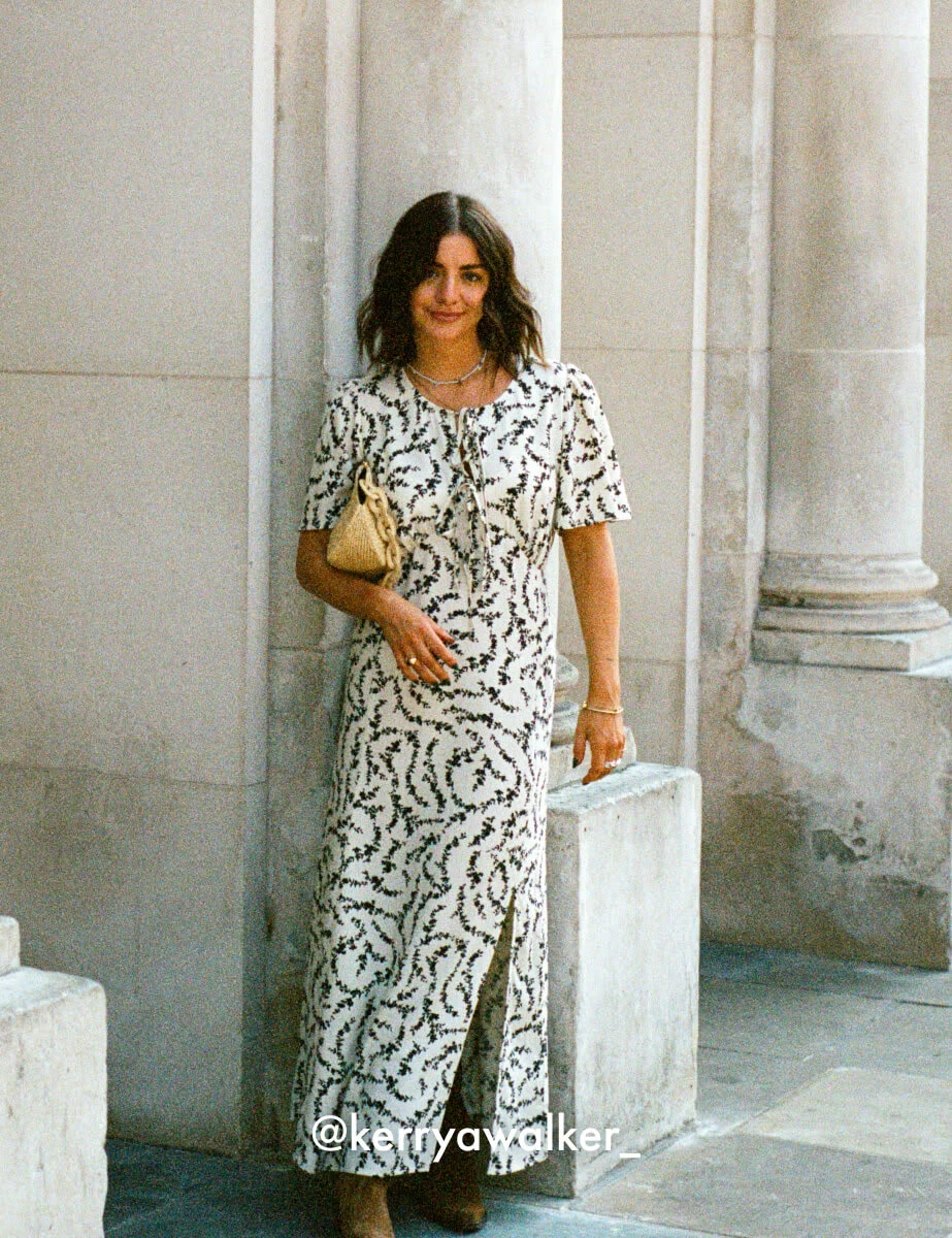 Cream Floral Chain Print Cecelia Midi Dress 4 Cream Floral Chain Print Cecelia Midi Dress - Image 2