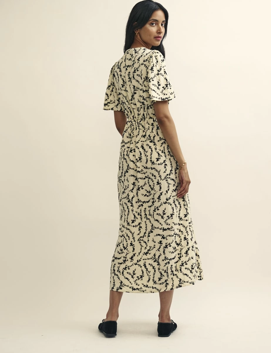 Cream Floral Chain Print Cecelia Midi Dress 6 Cream Floral Chain Print Cecelia Midi Dress - Image 4