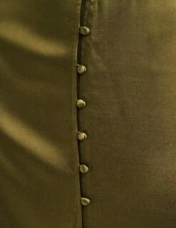 Olive Green Satin Erin Bridesmaid Midaxi Dress -UK Clothing Sales d231887grn dt