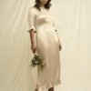 Champagne Satin Fleur Bridesmaid Midaxi Dress -UK Clothing Sales d231892ylw sm