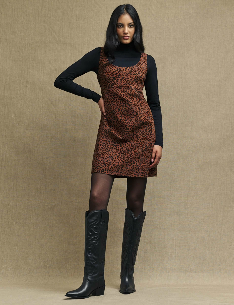 Leopard Print Cord Valentina Mini Dress 3 Leopard Print Cord Valentina Mini Dress