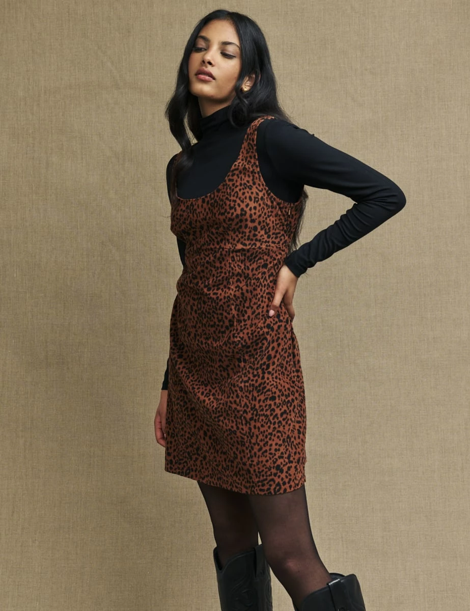 Leopard Print Cord Valentina Mini Dress 4 Leopard Print Cord Valentina Mini Dress - Image 2