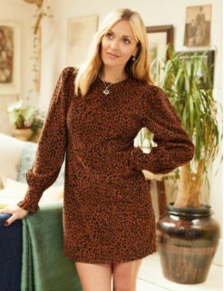 Fearne Cotton Cord Leopard Print Peggy Mini Dress