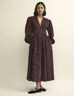 Black Floral Cord Starlight Midaxi Dress