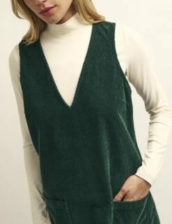 Petite Green Piper Cord Pinny Mini Dress -UK Clothing Sales d231931grn 1016 1