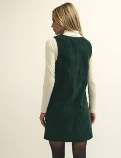 Petite Green Piper Cord Pinny Mini Dress -UK Clothing Sales d231931grn 1019 1