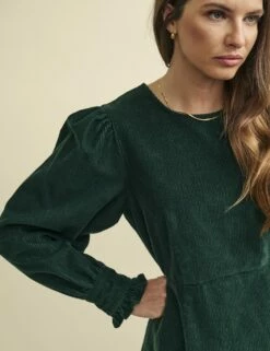 Green Cord Peggy Mini Dress -UK Clothing Sales d231934grn 0152