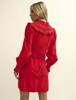 Red Cord Embroidered Frill Collar Georgiana Mini Dress 8 Red Cord Embroidered Frill Collar Georgiana Mini Dress -UK Clothing Sales d231936red 0807