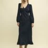 Black Long Sleeve Crinkle Delilah Midi Tea Dress 2 Black Long Sleeve Crinkle Delilah Midi Tea Dress -UK Clothing Sales d232015blk sm rs