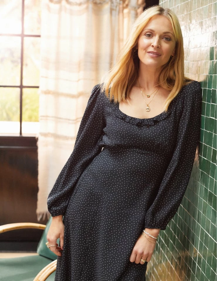 Fearne Cotton Black Spot Print Amelie Midi Dress 3 Fearne Cotton Black Spot Print Amelie Midi Dress