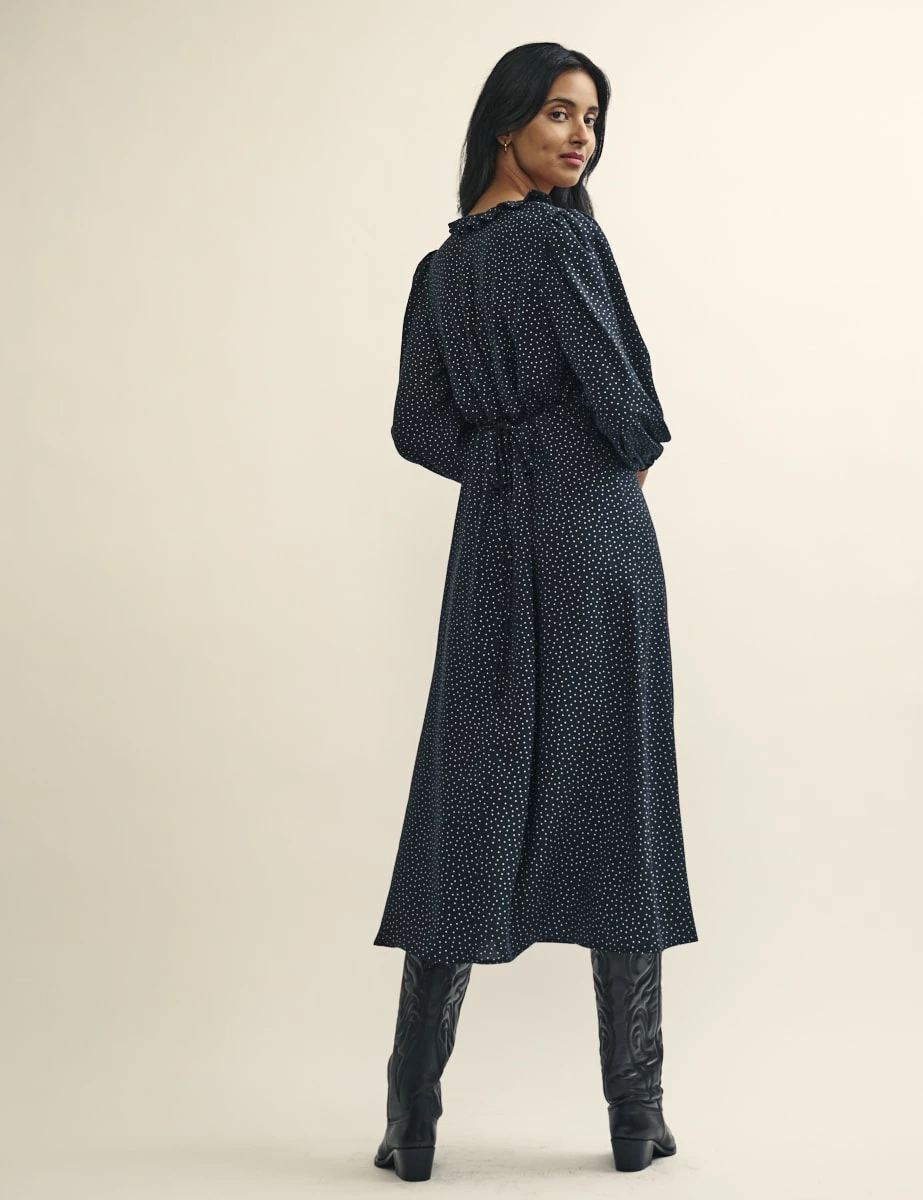 Fearne Cotton Black Spot Print Amelie Midi Dress 5 Fearne Cotton Black Spot Print Amelie Midi Dress - Image 3