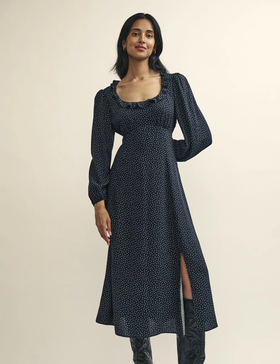 Fearne Cotton Black Spot Print Amelie Midi Dress 4 Fearne Cotton Black Spot Print Amelie Midi Dress - Image 2