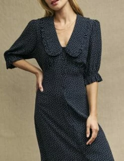 Black Spot Print Annalise Midi Dress -UK Clothing Sales d232019blk 0579