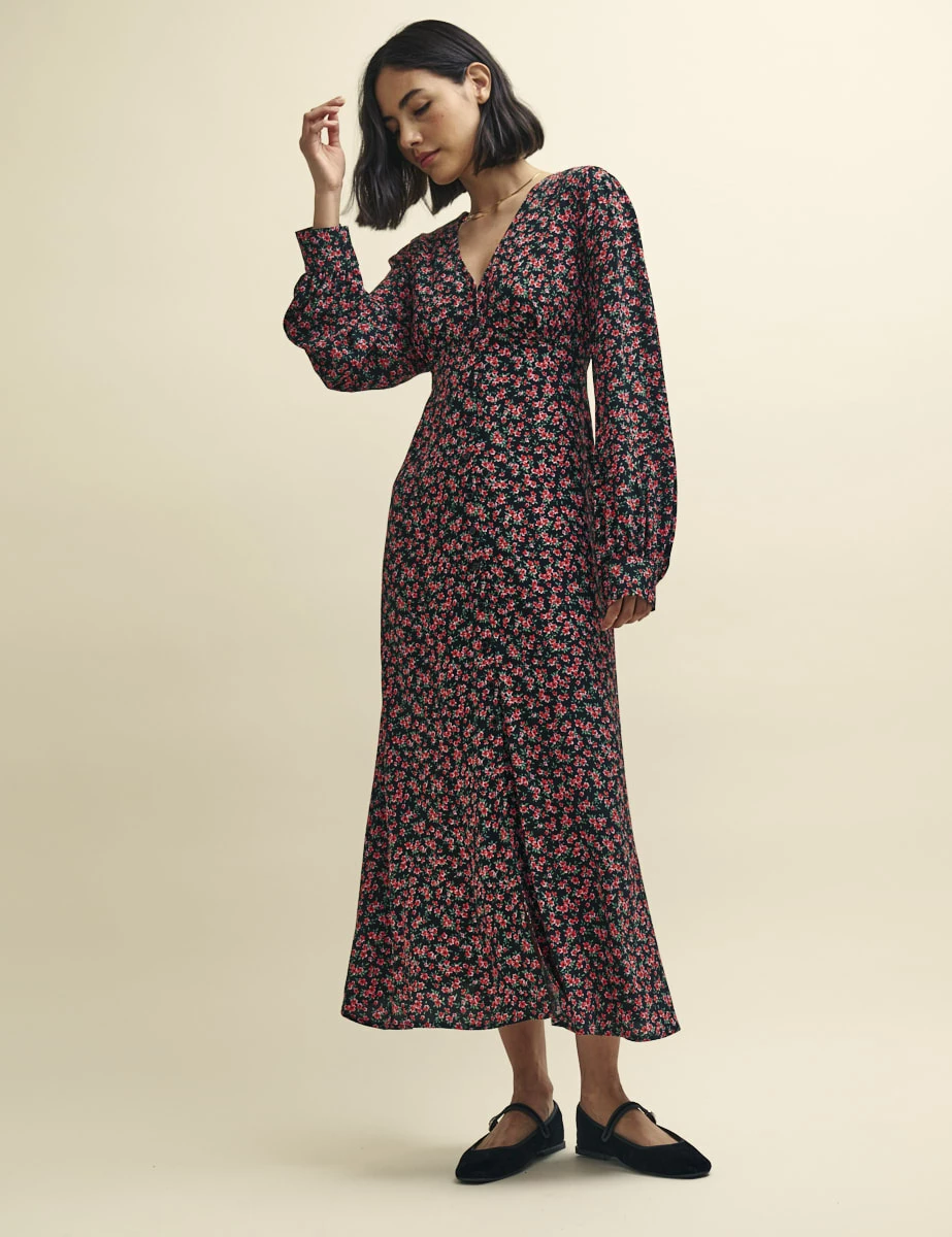 Black And Red Poppy Print Tasha Midi Dress 3 Black And Red Poppy Print Tasha Midi Dress