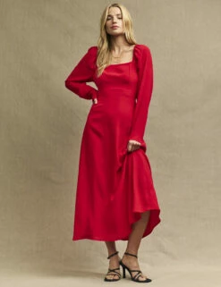 Red Abby Midi Dress -UK Clothing Sales d232028red 0642