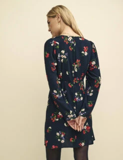 Black And Red Floral Katty Mini Dress -UK Clothing Sales d232036blk bk rs