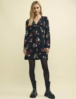 Black And Red Floral Katty Mini Dress