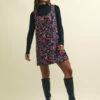 Black Floral Jacquard Bobbie Pinny Mini Dress -UK Clothing Sales d232088mlt 0168 1