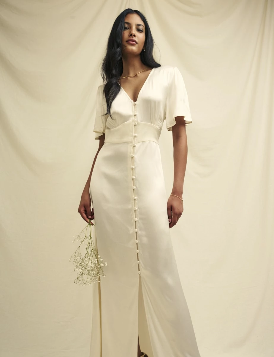 Ivory Satin Erin Bridesmaid Maxi Dress 5 Ivory Satin Erin Bridesmaid Maxi Dress - Image 3