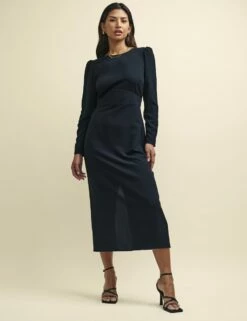 Front Page 13 Black Gemma Panelled Waist Midaxi Dress