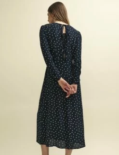 Black Spot Print Long Sleeve Sienna Midi Dress -UK Clothing Sales d232241blk bk