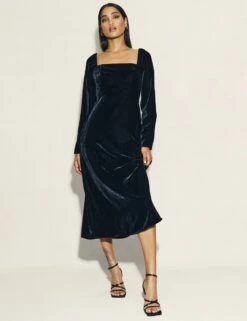 Black Velvet Abby Midi Dress