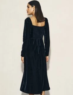 Black Velvet Abby Midi Dress -UK Clothing Sales d232278blk 0550