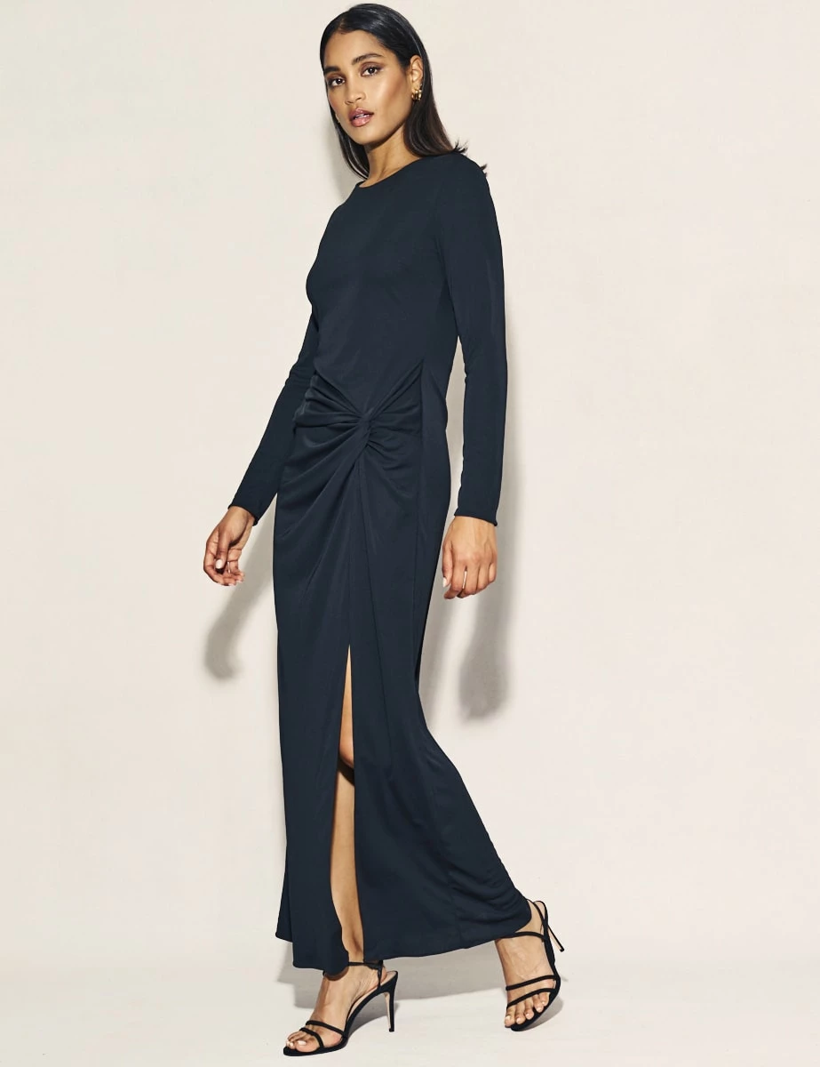 Black Side Slit Gathered Lenka Maxi Dress 4 Black Side Slit Gathered Lenka Maxi Dress - Image 2