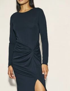 Black Side Slit Gathered Lenka Maxi Dress 10 Black Side Slit Gathered Lenka Maxi Dress -UK Clothing Sales d232291blk 0857