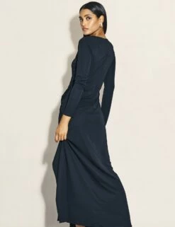 Black Side Slit Gathered Lenka Maxi Dress 11 Black Side Slit Gathered Lenka Maxi Dress -UK Clothing Sales d232291blk 0881