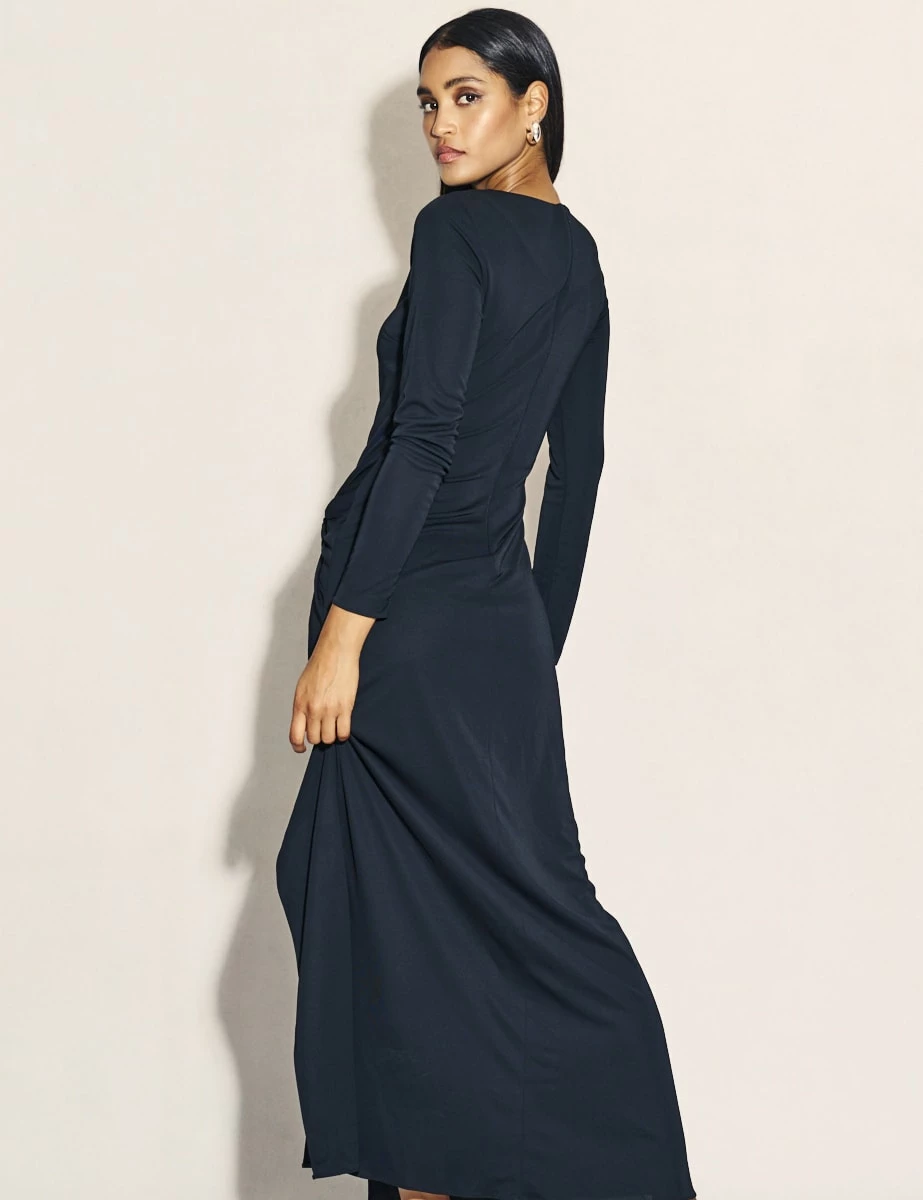 Black Side Slit Gathered Lenka Maxi Dress 7 Black Side Slit Gathered Lenka Maxi Dress - Image 5