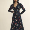 Black Wildflower Print Lily Midi Dress -UK Clothing Sales d232328blk fr