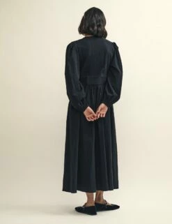 Black Long Sleeve Starlight Midaxi Dress -UK Clothing Sales d232431blk bk