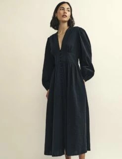 Black Long Sleeve Starlight Midaxi Dress