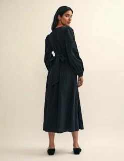 Black Martha Wrap Midi Dress -UK Clothing Sales d232436blk back 2