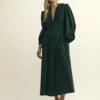 Green Cord Long Sleeve Starlight Midaxi Dress -UK Clothing Sales d232443grn 0546 1