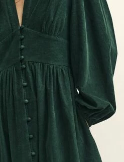 Green Cord Long Sleeve Starlight Midaxi Dress -UK Clothing Sales d232443grn 0556