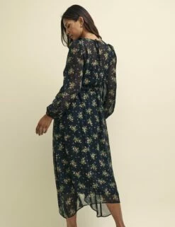 Black Ditsy Floral Este Chiffon Midaxi Dress -UK Clothing Sales d232450blk 0148