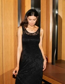 Black Lace Camille Slip Midaxi Dress -UK Clothing Sales d232454blk