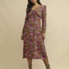 Pink Wildflower Lily Midi Dress -UK Clothing Sales d232461blk sm rs