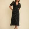 Black Spot Print Chiffon Wrap Molly Midi Dress 1 Black Spot Print Chiffon Wrap Molly Midi Dress -UK Clothing Sales d232462blk sm