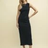 Black Sleeveless Boatneck Luke Midi Dress -UK Clothing Sales d232476brn sm