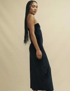 Black Velvet Bandeau Midaxi Dress -UK Clothing Sales d232496blk sd rs