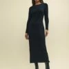 Black Jersey Slash Neck Midaxi Dress -UK Clothing Sales d232512blk sm